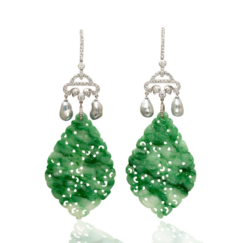 <sup>de</sup>Boulle Collection Foliate Jade Earrings