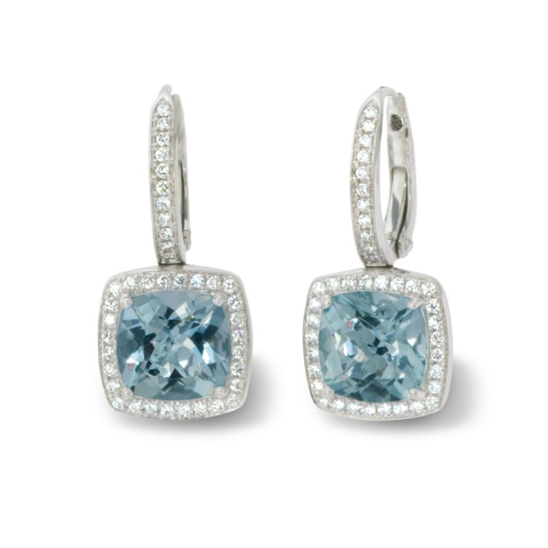 <sup>de</sup>Boulle Collection Huggie Drop Earrings with Aquamarine