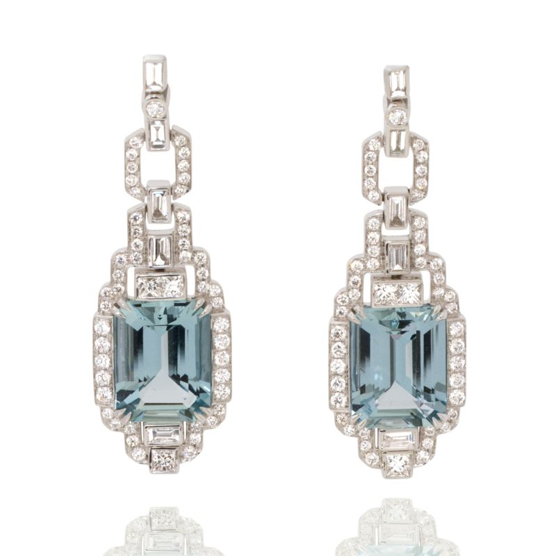 <sup>de</sup>Boulle Collection Art DecoDence Dangle Aquamarine Earrings