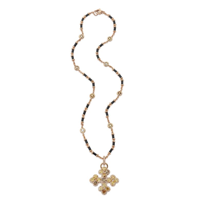deBoulle Collection Fancy Colored Diamond Cross Necklace