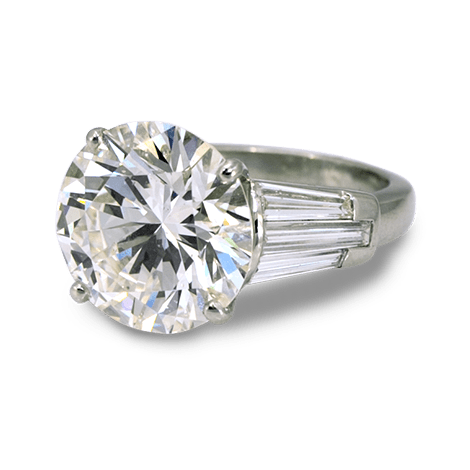 <sup>de</sup>Boulle Bridal Collection Round Diamond Ring with Baguette Side Stones