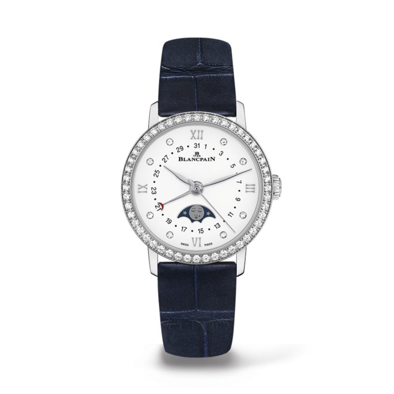 Blancpain Ladies' Stainless Steel Diamond-Set Villeret with Moon Phases 6106 4628 55A