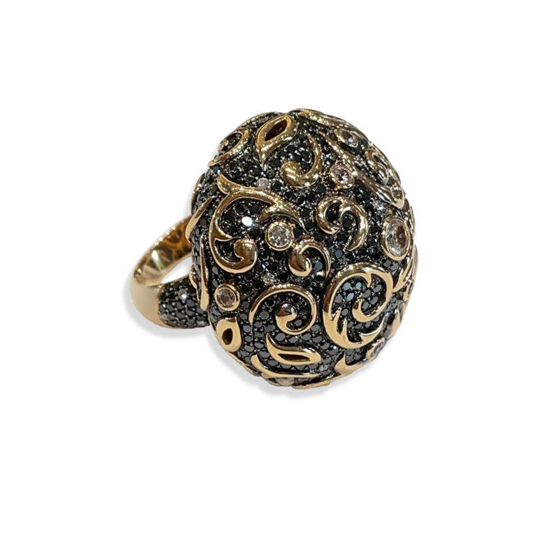 <sup>de</sup>Boulle Estate Collection Black Diamond and White Sapphire Dome Ring