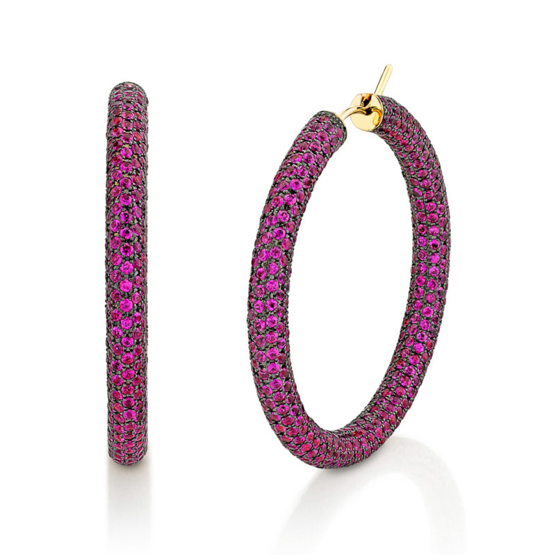 <sup>de</sup>Boulle Collection Ruby Pavé Hoops